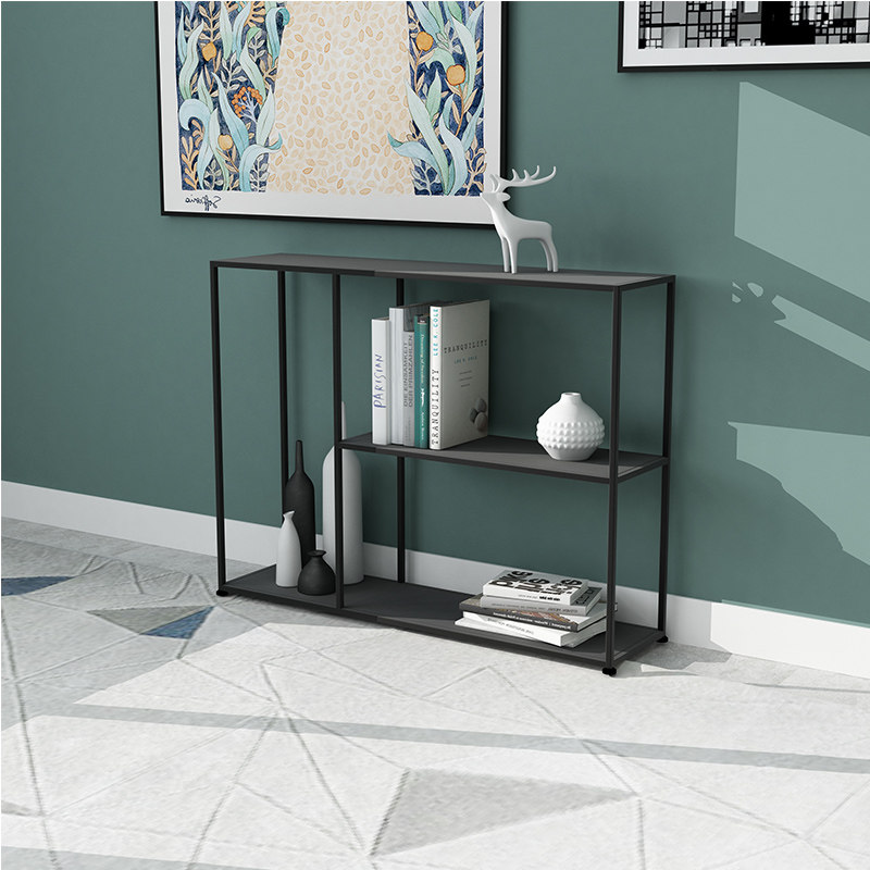 Nordic porch wall bookshelf living room sofa rear shelf simple storage decorative iron shelf custom