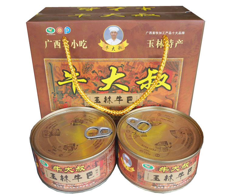 Guangxi Yulin Cattle Uncle Beef Dry Flavor Spicy 178G*2 Canned Gift Box specialty