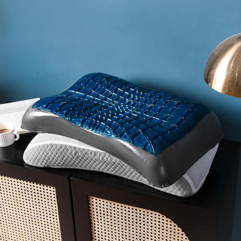 Gel Pillow, Memory Foam Pillow Core, Summer Bamboo Carbon Constant Temperature Cooling Pillow, Cervical Spine Protection, Sleep Aid, Adult Zero-Pressure Traction Pillow