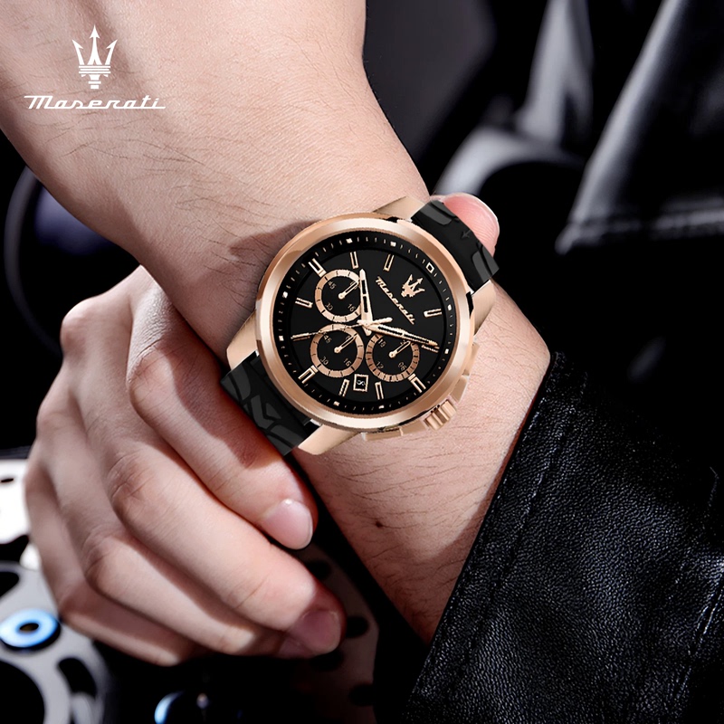 Maserati Watch Men's Sports Light Luxury Black Gold Watch Successful Series Quartz Watch Fashion Holiday Gift Maserati Watch Men's Sports Light Luxury Black Gold Watch Successful Series Quartz Watch Fashion Holiday Gift