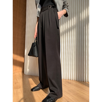 Amyy Studios stylish accent-blend wool D-ring belt crisp slim straight tube trousers