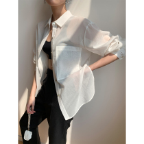 Amyy Studios Japan imported cotton crisp soft patch bag design slim transparent profile shirt 2 0