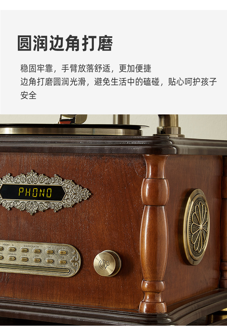 Виниловый проигрыватель 留声机台美式复古客厅欧式轻奢黑胶唱片机蓝牙老式仿古实木唱机促 OTHER