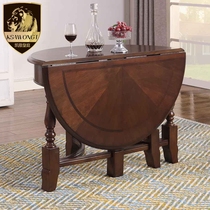 Foldable porch solid wood table multifunctional household round dining table chair small household table spot