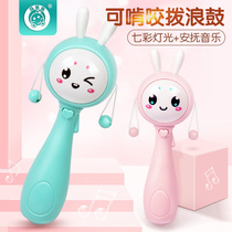 Baby 0-3-6-12 months can chew rattle baby 0-1 years old boys and girls musical hand-cranked drum stick toy