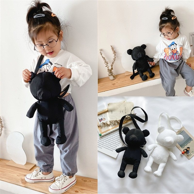 ins cute little bear packs women 2021 new wave children doll sloped satchel fashion 100 hitch girl single shoulder bag