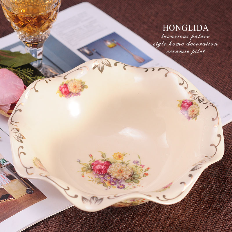European-style fruit disk ceramic creative dried fruit plate tea couple practical candy salad snack plate living room fruit disk household