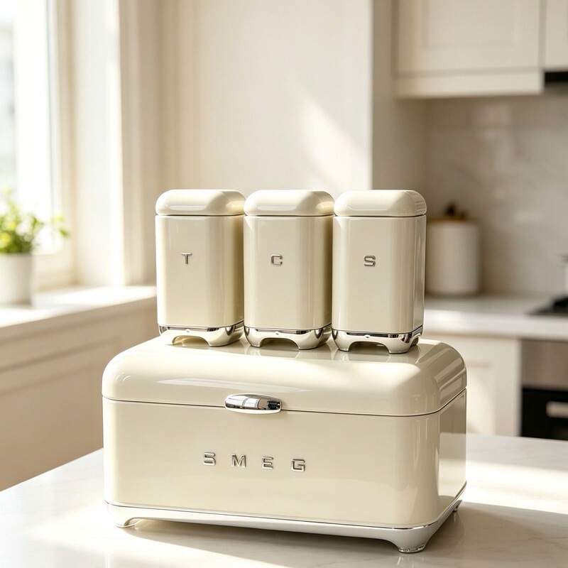 Smeg Retro Bread Box 3+1 Set Household Kitchen Sealed Storage Jar Sct Tea and Coffee Storage Jar Smeg Retro Bread Box 3+1 Set Household Kitchen Sealed Storage Jar Sct Tea and Coffee Storage Jar