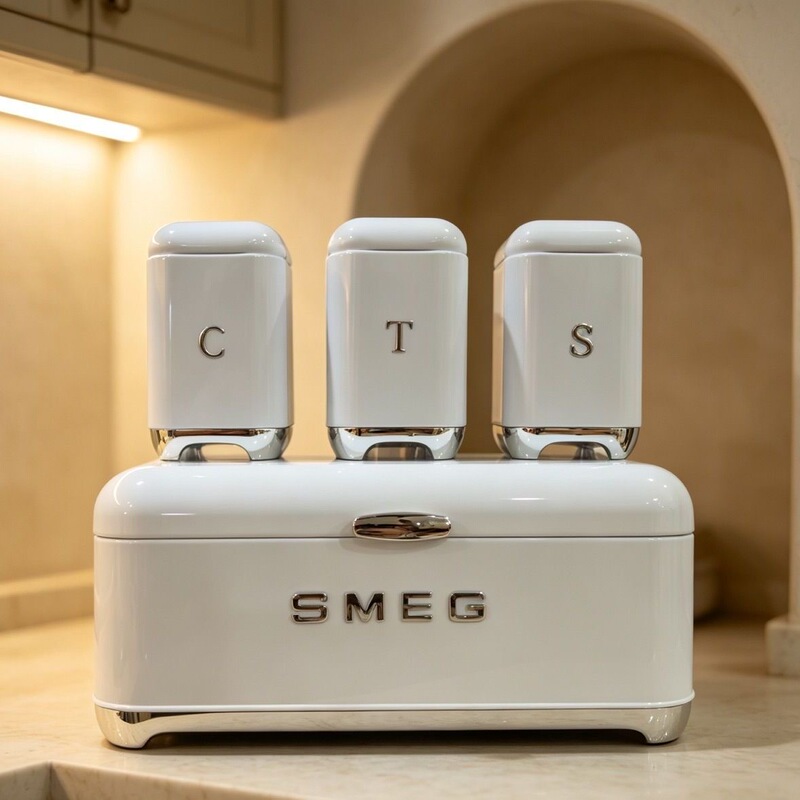 Smeg Retro Bread Box 3+1 Set Household Kitchen Sealed Storage Jar Sct Tea and Coffee Storage Jar Smeg Retro Bread Box 3+1 Set Household Kitchen Sealed Storage Jar Sct Tea and Coffee Storage Jar