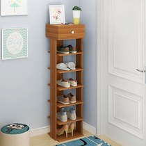 Shoe rack Multi-layer simple door narrow single row upright mini small shoe rack Shoe cabinet artifact storage ins