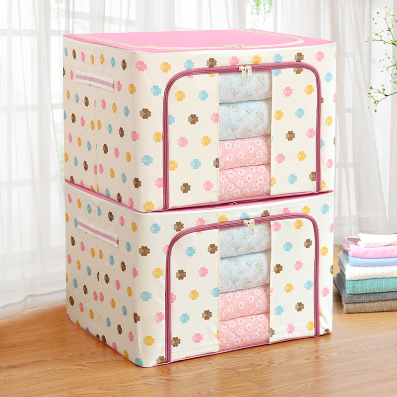 Clothing item containing box cotton quilts by bag Cloth Art Wardrobe containing box Folded Steel Frame Toys In-car Home Finishing Box