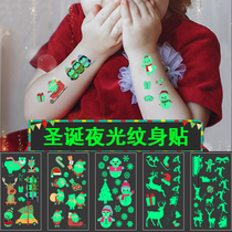 Luminous tattoo stickers Christmas snowman penguin face simulation cartoon fluorescent stickers window glass stickers makeup decoration