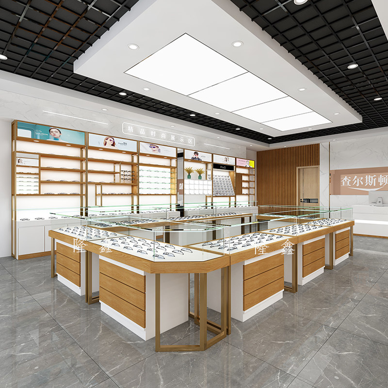 Glasses counter display cabinet solid wood ecological board vertical frame whole store custom multi-layer lattice sunglasses shop shelves