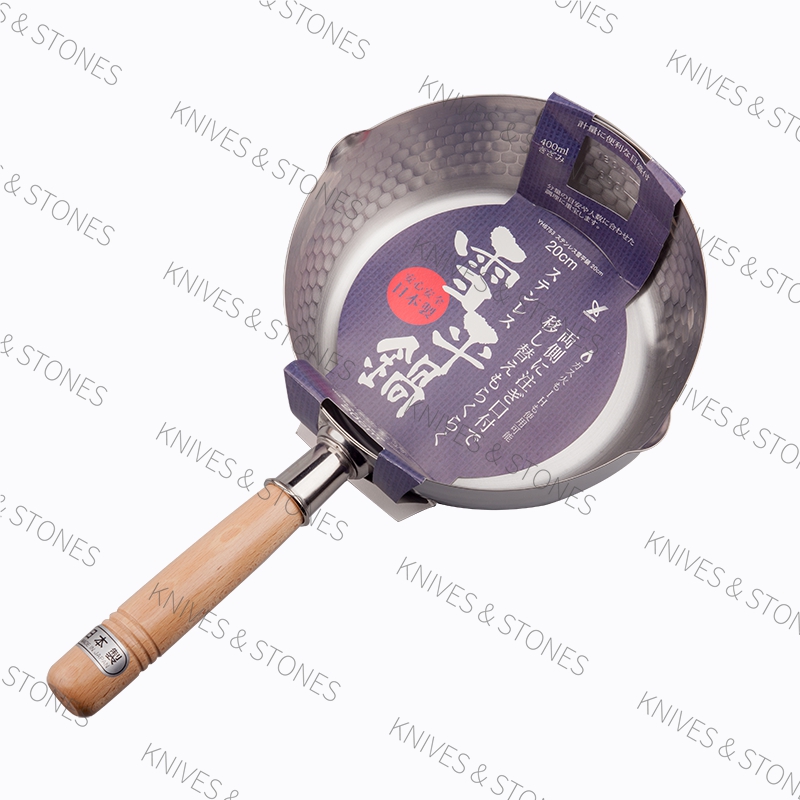 Japan imported Yoshikawa stainless steel snow flat pot wooden handle soup pot household cooking instant noodles milk pot Non-stick baby food pot
