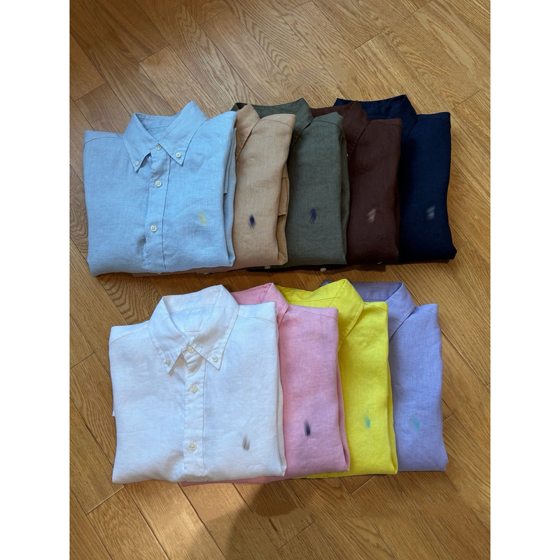 Yuan! French-Made Linen 26 New Style Horse Embroidery Commuter Casual Versatile Loose Long-Sleeve Shirt for Men and Women