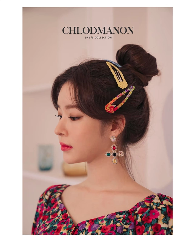 Spot Korea Dongdaemun chic hướng dẫn sử dụng flash một clip clip mùa xuân clip bên clip đầu clip phụ kiện tóc nữ kẹp tóc nữ trang - Phụ kiện tóc dây buộc tóc lò xo