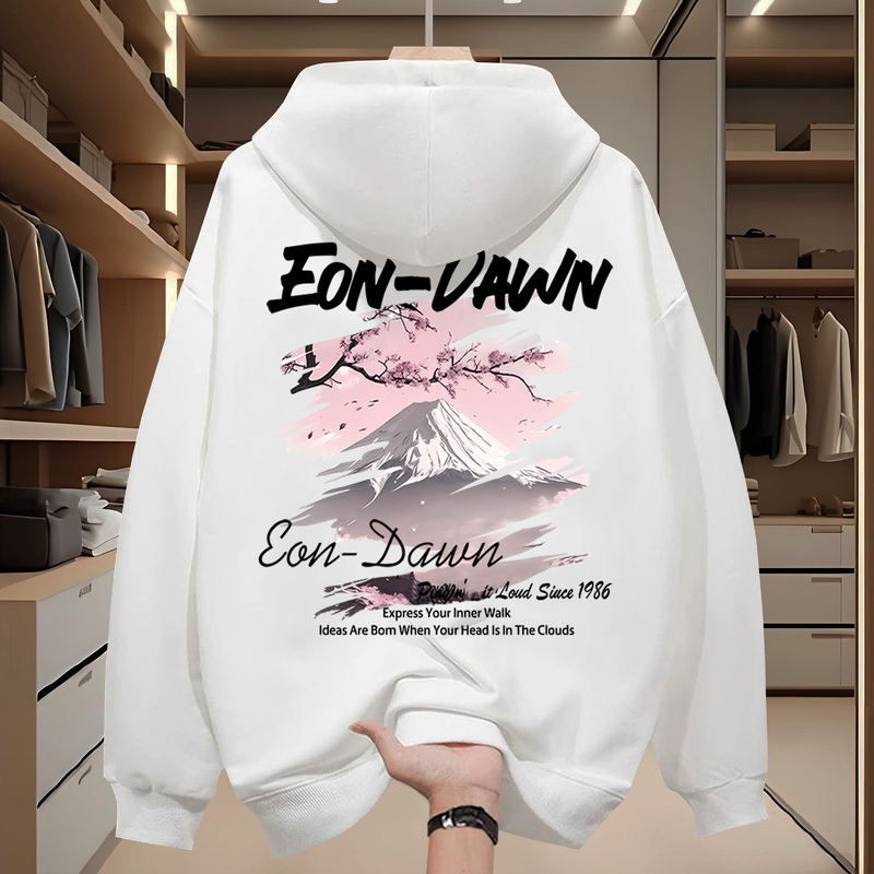 Trendy Brand Hooded Sweatshirt for Men and Women, Spring and Autumn Style, Loose Fit, Winter Fleece-Lined and Thickened, Casual Long-Sleeve Top for Teenagers
