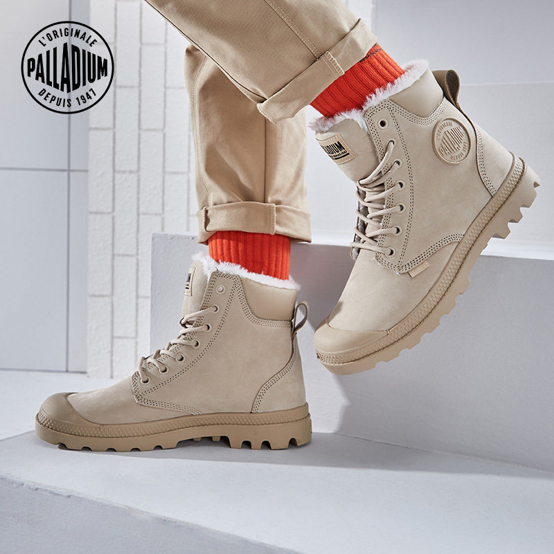 PALLAdium Palatin autumn winter male and female texture damp boots High cylinder shoe lovers Overalls Martin boots 76755