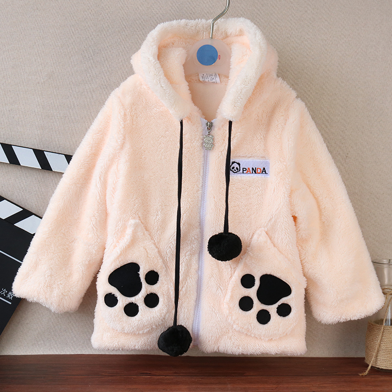 2022 new autumn and winter lamb velvet long-sleeved jacket children's suit parent-child wear panda cartoon cute cotton clothes to keep warm