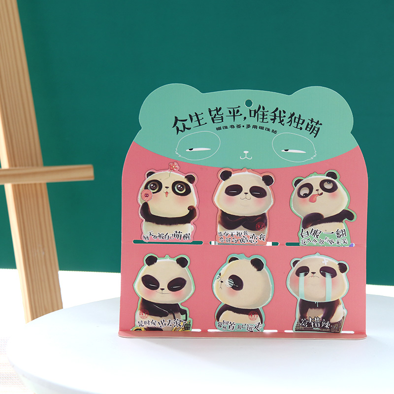 Cartoon panda original hand-painted folk culture creative magnetic bookmark refrigerator sticker dual-use Chengdu cultural and creative souvenirs