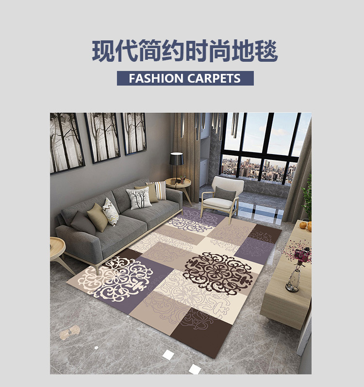 Thảm phòng ngủ nhà phong cách Bắc Âu phòng khách sofa hình chữ nhật bàn cà phê pad phòng hình học đơn giản cạnh giường chăn tùy chỉnh