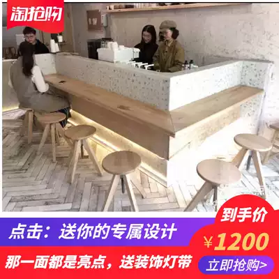 Snack bar corner front desk simple cashier counter finish marble bar milk shop dessert shop special-shaped paint customized