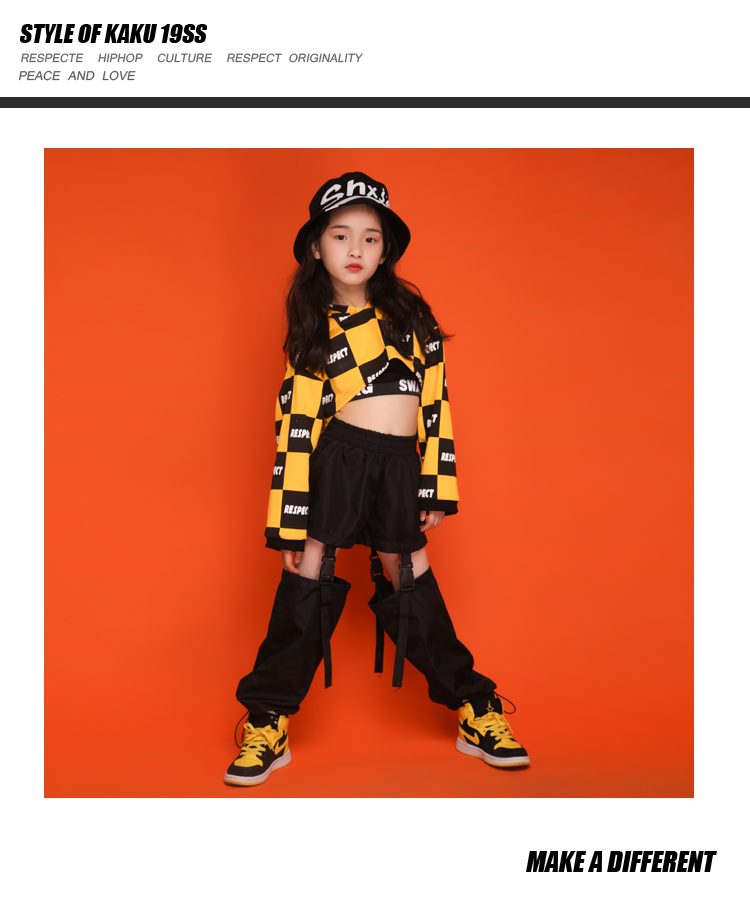 Cô gái nhảy jazz thiết lập hip hop nhạc jazz đường phố trang phục nhảy hiphop trẻ em Hàn Quốc khiêu vũ nhảy jazz quần áo biểu diễn - Trang phục trang phục biểu diễn cho bé trai