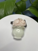 Lantian jade pink vase peony pendant