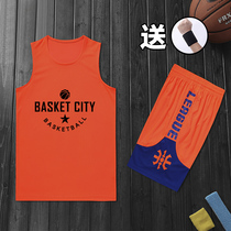 Orange basketball suit Mens summer ball suit Mens set of basketball sports suit custom basketball team uniform game training suit Women
