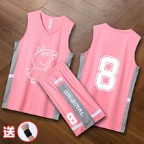 Trend jersey basketball men pink jersey women loose outside wearing bf wind street vest show powder basketball suit suit men