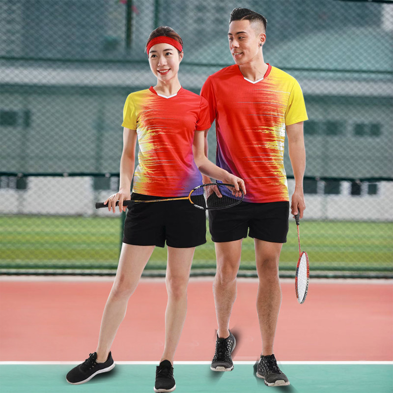 Badminton suits men's and women's tennis suits couple summer table tennis short-sleeved quick-drying game sportswear customization