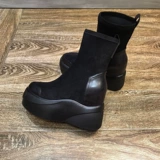 Martens, флисовые удерживающие тепло демисезонные эластичные короткие сапоги, из натуральной кожи, в корейском стиле