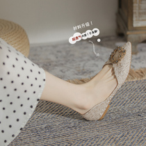 Upscale light lavish temperament shallow water drill pointed single shoe 202 lap 3 autumn spring new womens shoes womens fashion 100 flat-bottomed ladle