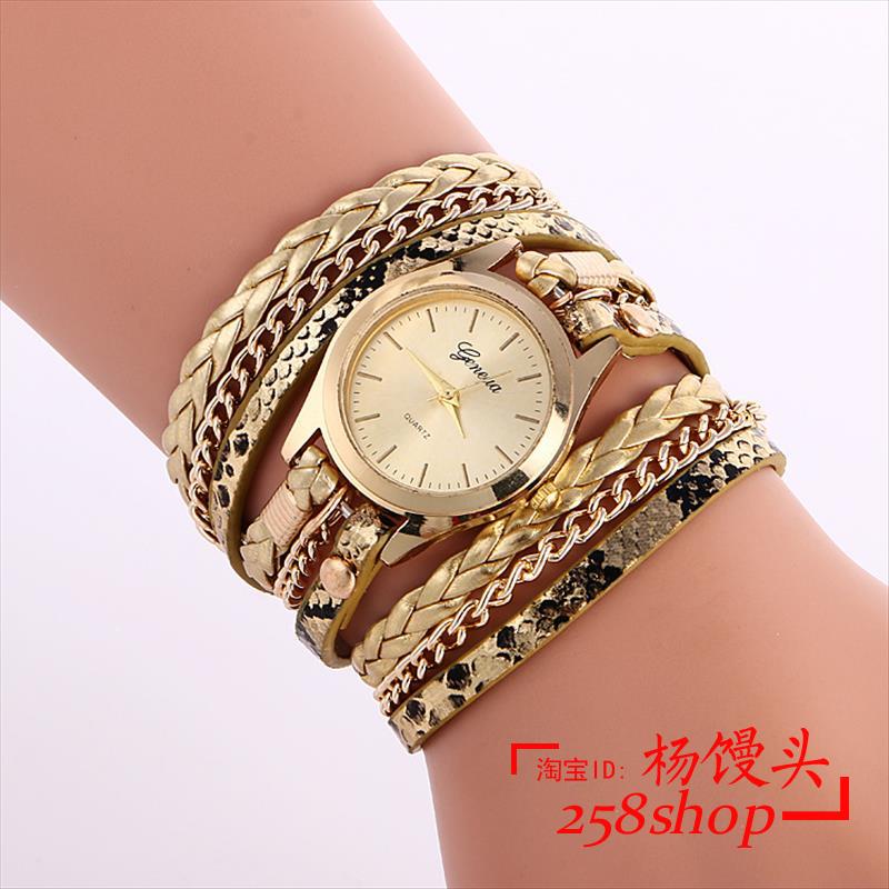 Bracelet Watch women Weave Wrap PU Leather Watch wrapped the bracelet cousin