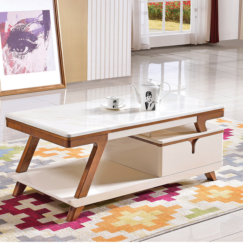Nordic marble TV cabinet coffee table combination set modern simple tempered glass TV cabinet living room furniture