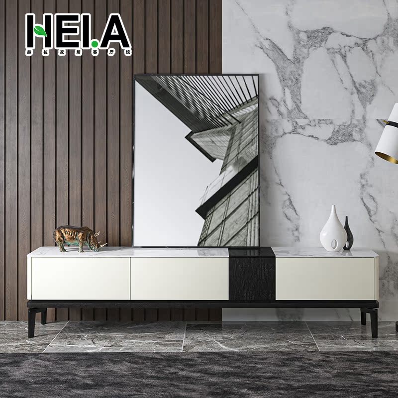 Italian minimalist tempered glass coffee table TV cabinet combination modern minimalist cabinet living room furniture set