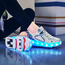 New student sneaker with wheel shoes boy and girl two wheel four wheels childrens network red wheel skater children