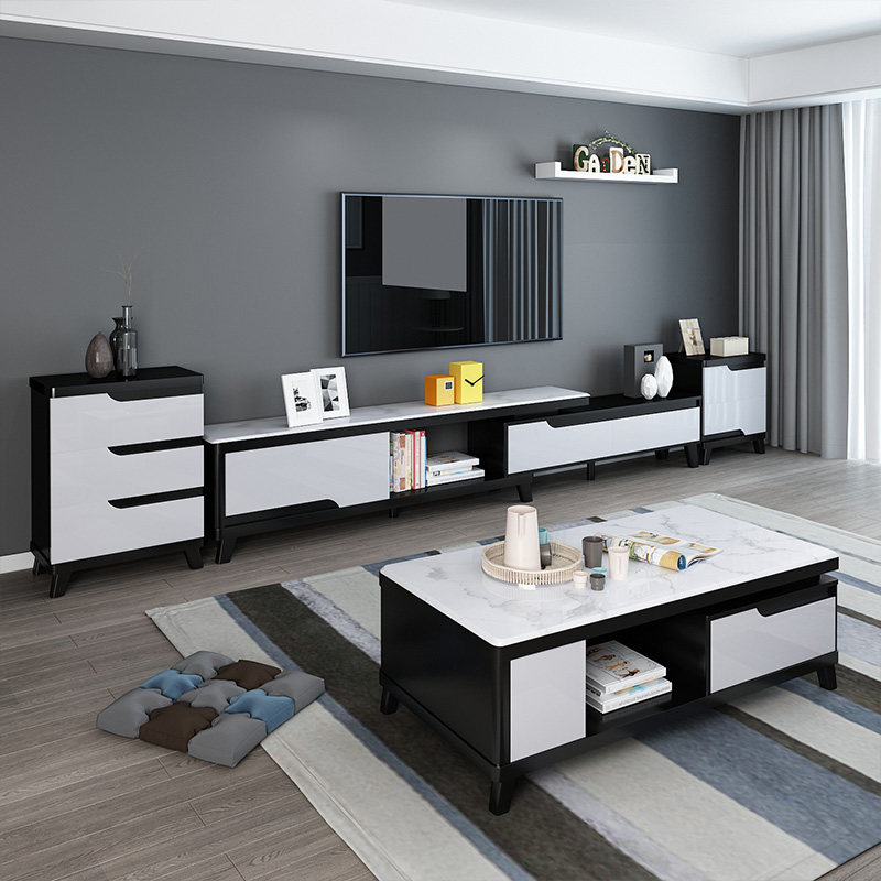 Coffee table TV cabinet combination modern simple small apartment living room background wall decoration cabinet overall furniture film and television cabinet