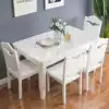 Solid wood dining table Household small household marble white dining table Rectangular long table against the wall 6 people 4 chairs combination