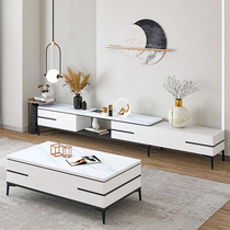 Italian rock board coffee table TV cabinet combination set modern simple light luxury living room small apartment telescopic bedroom floor cabinet