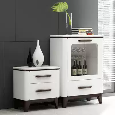 Nordic two-drawer cabinet Modern simple paint dining cabinet White dining room cabinet wine cabinet