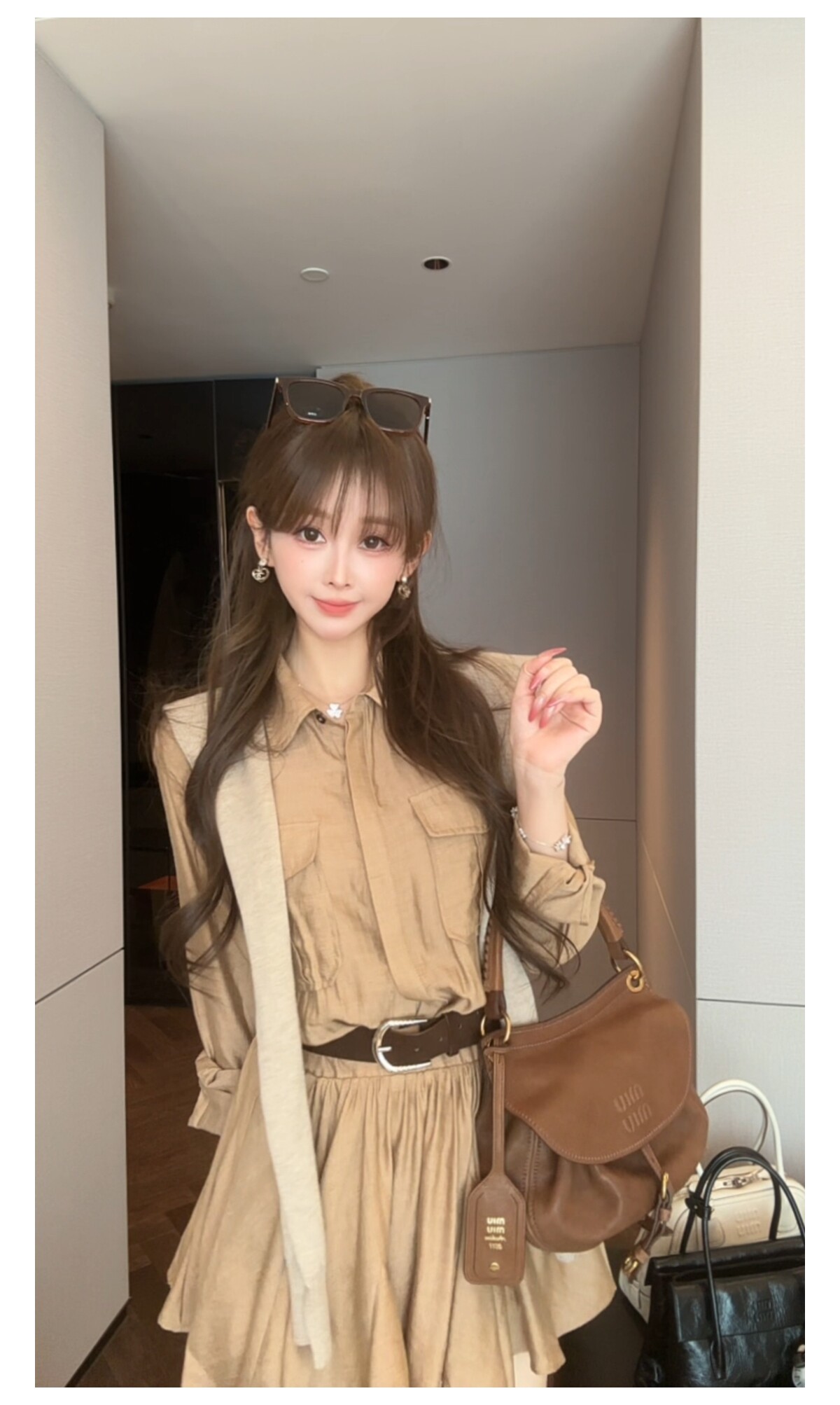 수영하다 사슴 사슴 고급 센스 그는 벤 바람 아마 허리 수축 슬림해 보이는 여성 드레스 가을 26 슈퍼 화재 새로운 품격 워크웨어 치마 상세 이미지 11