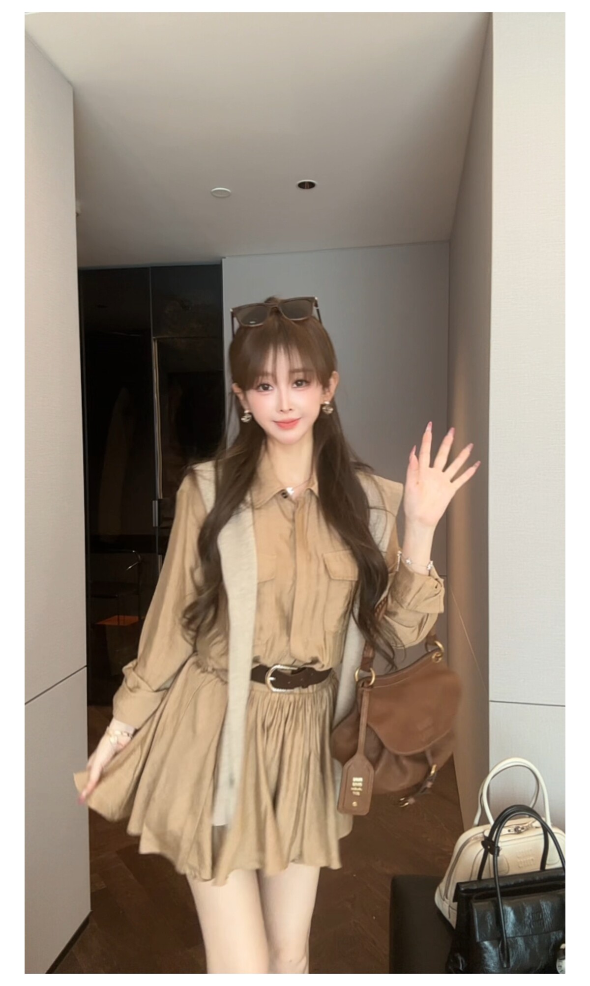 수영하다 사슴 사슴 고급 센스 그는 벤 바람 아마 허리 수축 슬림해 보이는 여성 드레스 가을 26 슈퍼 화재 새로운 품격 워크웨어 치마 상세 이미지 10