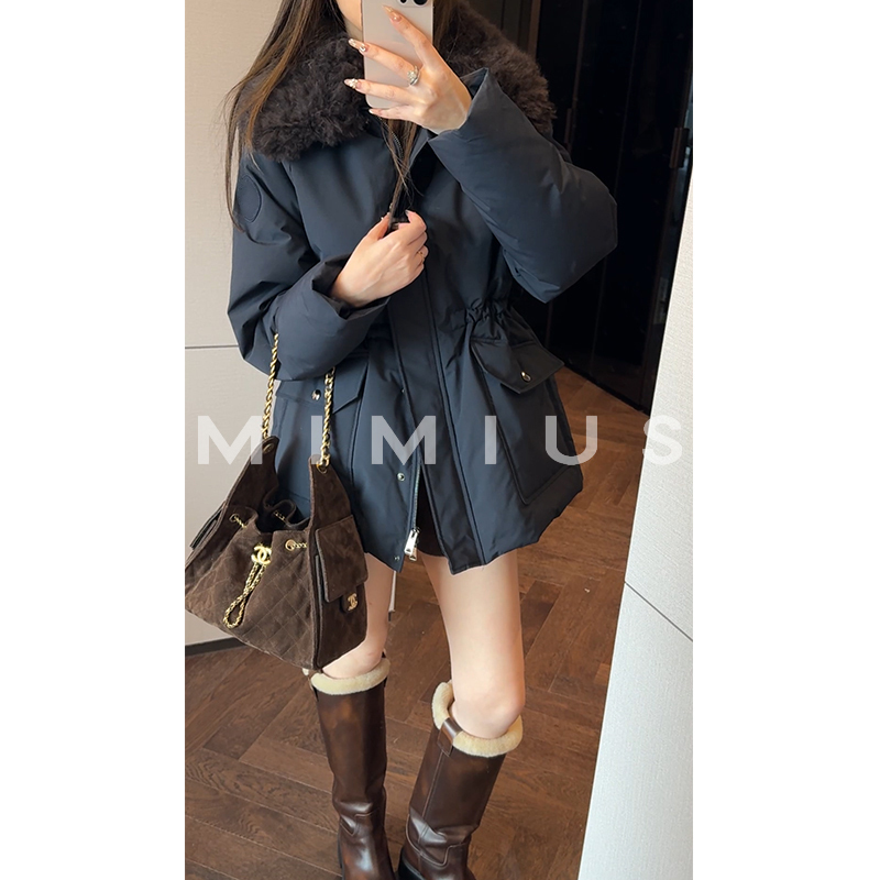 Yoululu Traceable Samsung Safe down Mid-Length Waist-Cinching Fur Collar Large Pocket down Jacket for Women Yoululu Traceable Samsung Safe down Mid-Length Waist-Cinching Fur Collar Large Pocket down Jacket for Women