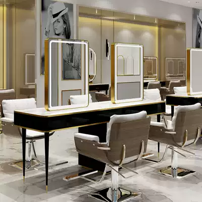 Net red modern simple hairdressing mirror table with light shop mirror with light luxury mirror