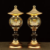 Pre-Buddha Crystal Lotus lamp long light Led colorful Buddha lamp Buddha lamp lotus lamp lotus lamp glazed lamp Buddha platform Buddha Hall pair