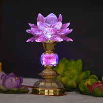 Buddha imitation Crystal Lotus lamp Buddha lamp long Ming lamp Buddha platform for Buddha lamp led colorful household Buddha lamp Buddha lamp
