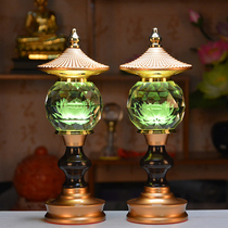 LED Crystal Lotus lamp Buddha lamp long light USB Buddha Hall household Buddha lamp charging wealth lamp praying