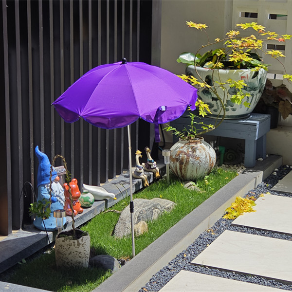 Plant Parasol, Flower Potted Sun Protection Umbrella, Silver Glue Insulation, Outdoor Aluminum Alloy Telescopic Ground Insert, Small Fishing Umbrella