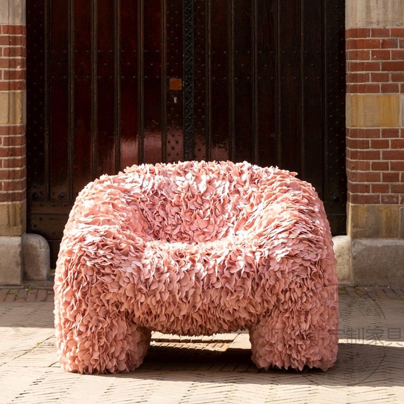 New designer Petal Chair Handmade Fabric Flowers Chair Fiberglass Light Lavish Modern Creative Single Casual Sofa